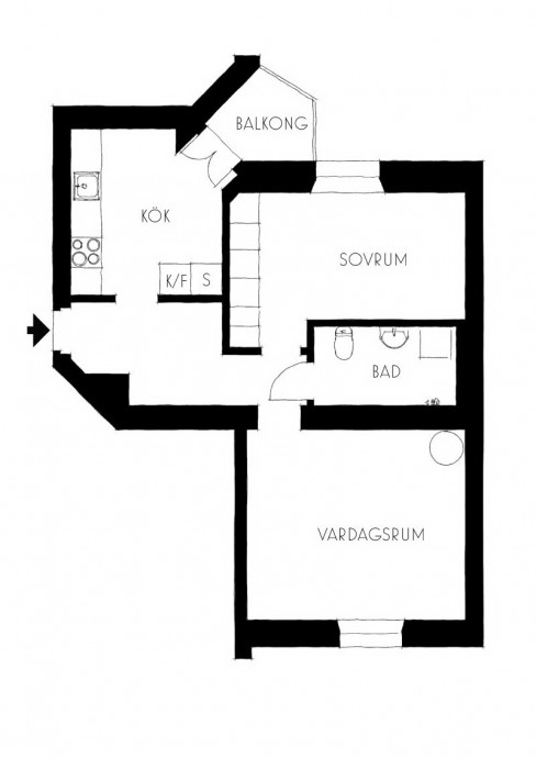 Квартира площадью 57 м2 в Стокгольме