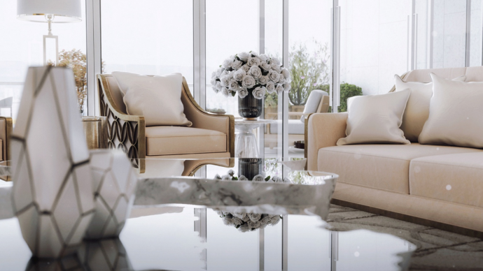 Гостиная в пентхаусе во Вьетнаме Гостиная в пентхаусе во Вьетнаме