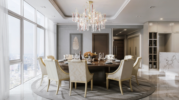 Гостиная в пентхаусе во Вьетнаме Гостиная в пентхаусе во Вьетнаме