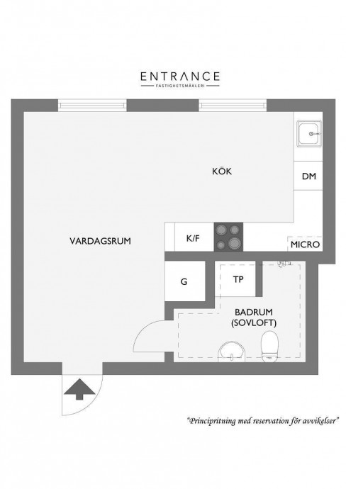 Студия площадью 26 м2 в Гётеборге