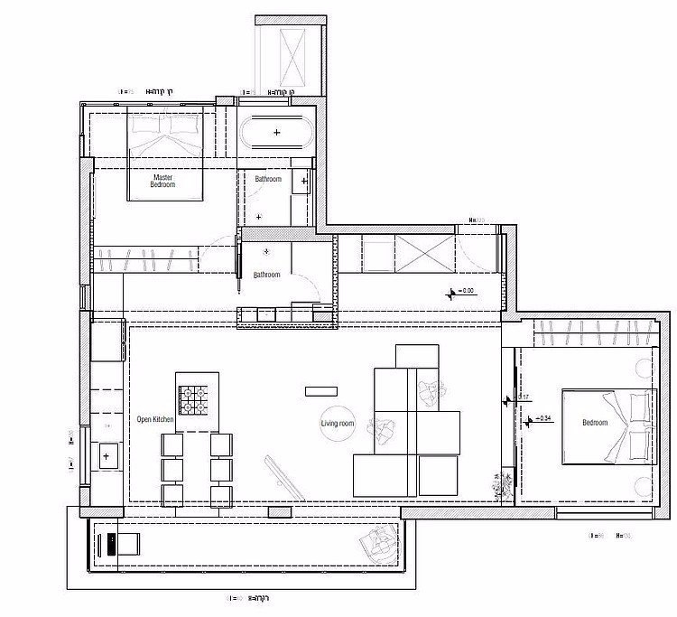 Интерьер квартиры с двумя спальнями, разработанный студией Dori – Interior Design.