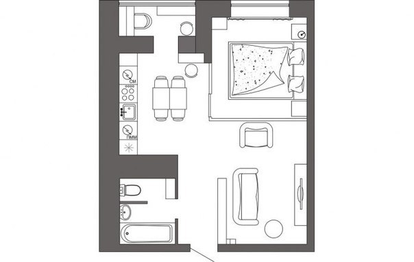 Дизайн квартиры 42 кв.м.